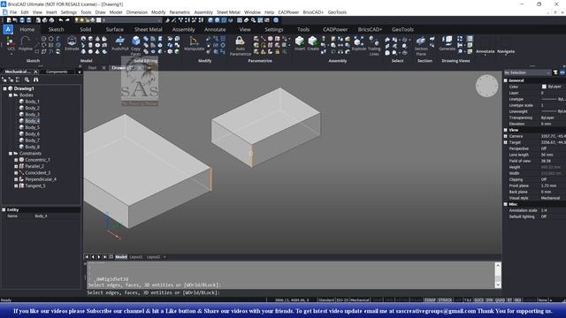 BricsCAD V20 Tutorial 137: Concentric, Parallel, Perpendicular, Tangent, Rigid Set & Fix Constraint смотреть онлайн