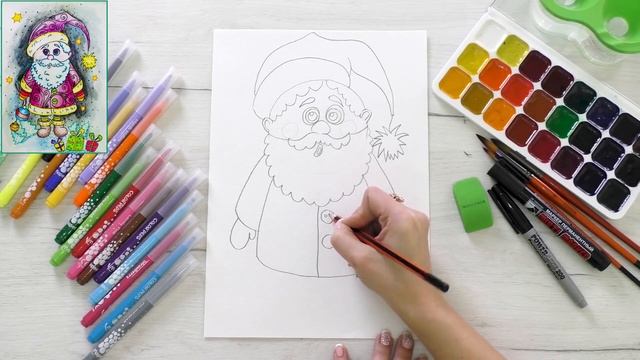Как нарисовать Деда Мороза смотреть онлайн