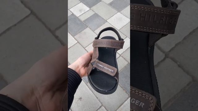 Мужские кожаные сандалии Tommy Hilfiger Brown, Мужские кожаные шлёпанцы смотреть онлайн