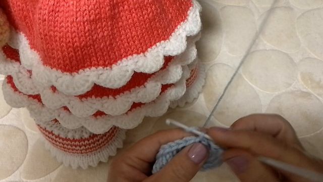Как обвязать край изделия крючком. узор веерочки. смотреть онлайн