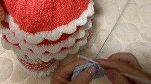 Как обвязать край изделия крючком. узор веерочки.