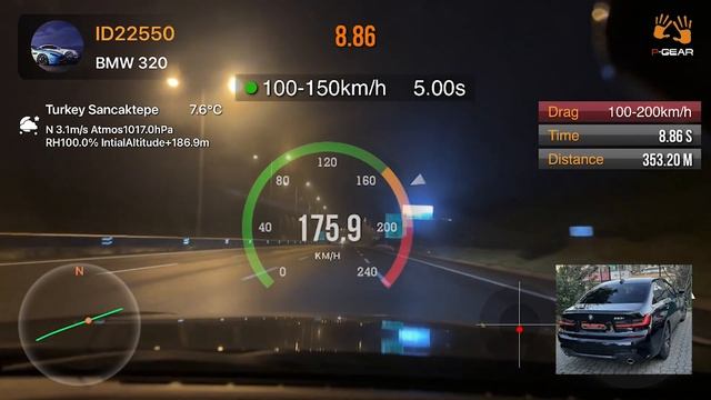 BMW G20 320i RSA MOTORSPORTS Stage1 Tune (100 - 200 Km/h) P Gear GPS Time