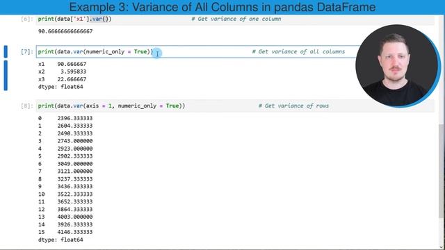 Variance in Python (5 Examples) | List, pandas DataFrame Column & Row | How to Calculate by Group смотреть онлайн