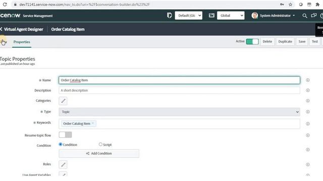 How to Order a Catalog Item from Virtual Agent in ServiceNow смотреть онлайн