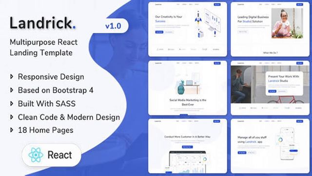 Landrick - React Landing Page Template | Themeforest Website Templates and Themes смотреть онлайн
