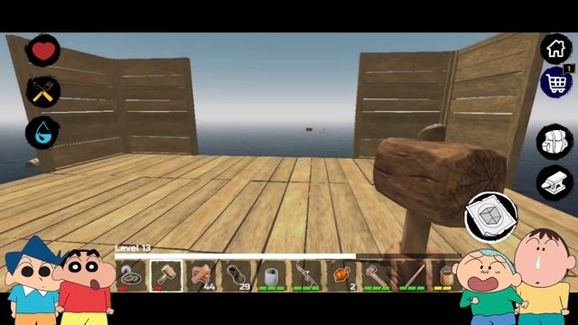 Shinchan And His Friends Makes Rooftop Of House In Survival On Raft | Shinchan Got Rare Fish? | #3