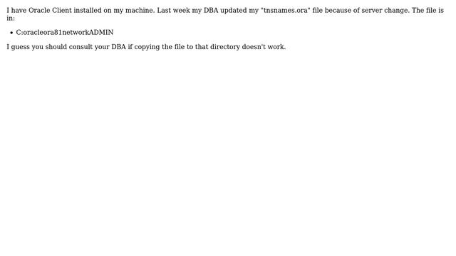 Where to storeupdate tnsnames.ora file when installed oracle client only? (5 Solutions!!) смотреть онлайн