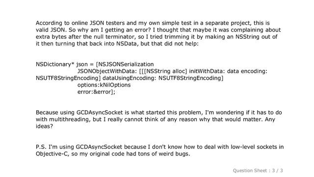 iOS : NSJSONSerialization Fails to Parse Valid JSON - "Garbage at End" смотреть онлайн