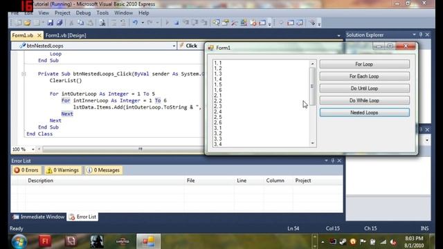 Visual Basic 2010 Tutorial 14 - Nested Loops смотреть онлайн