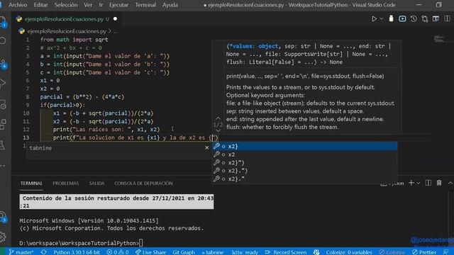 69 Ejercicio resolucion ecuaciones segundo grado con Python смотреть онлайн