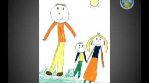 Это рисунок мальчишки. Солнечный круг, небо вокруг.