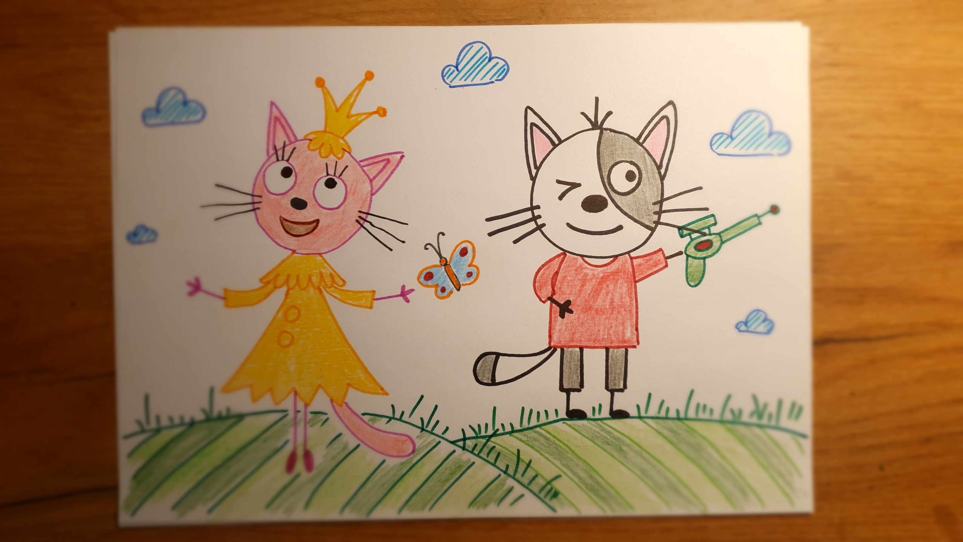 Простые рисунки! Мультик Три кота! Лапочка и Гоня! смотреть онлайн