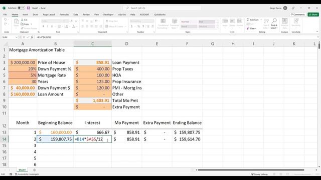 Building a Mortgage Calculator in Excel with Amortization Table смотреть онлайн