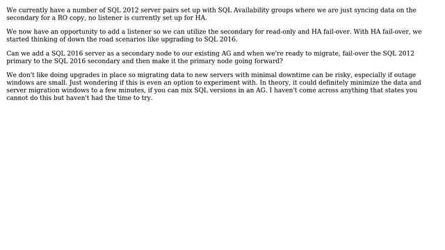 Databases: Do all nodes of a SQL Always-on Availability group need to be the same version of SQL? смотреть онлайн