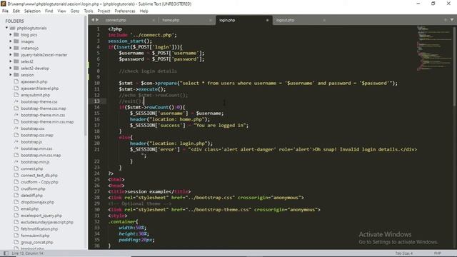 Login and logout in PHP using session смотреть онлайн