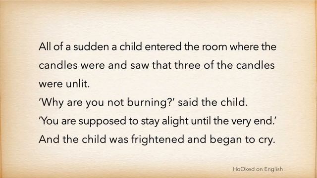 It's Time To Light The Candles. A Story / Parable 'Four Candles'