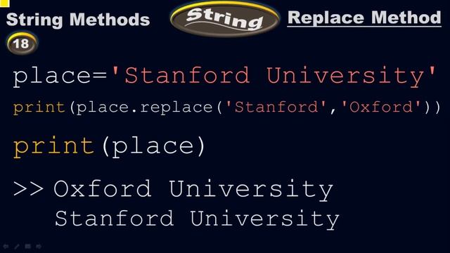 Replace string method is case sensitive - String Methods - Python by #Moein смотреть онлайн