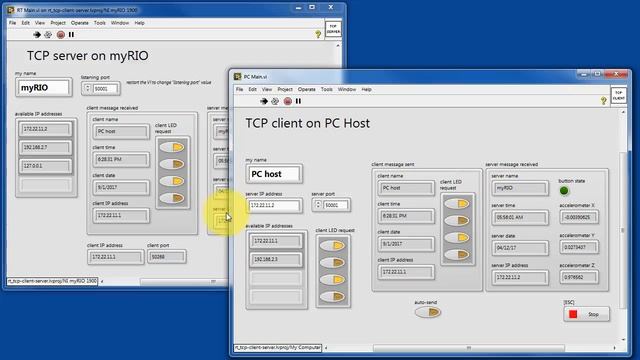 LabVIEW code: TCP client-server (expected results) смотреть онлайн