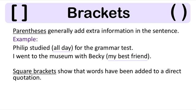 PARENTHESES & SQUARE BRACKETS | English grammar | How to use punctuation correctly смотреть онлайн