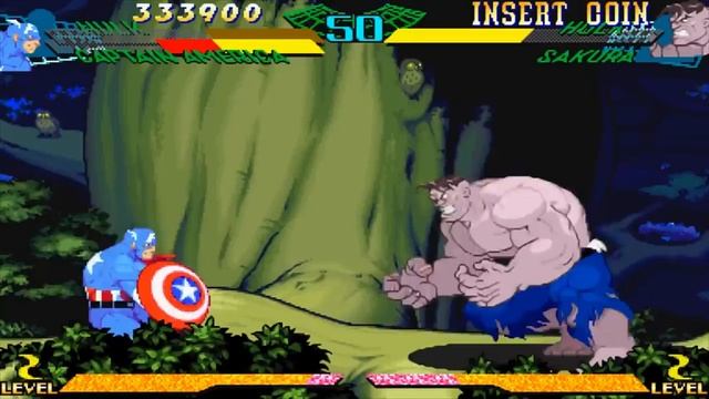 Marvel Super Heroes VS Street Fighter - Hulk/Captain America - Expert Difficulty Playthrough смотреть онлайн