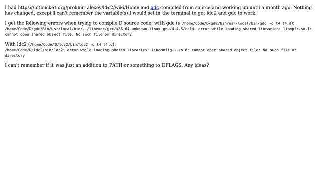 Unix & Linux: Cannot open shared object file when using D compiler смотреть онлайн
