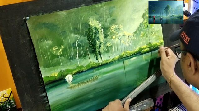 How to paint Landscape and Boats|| Oil Painting Tutorial смотреть онлайн
