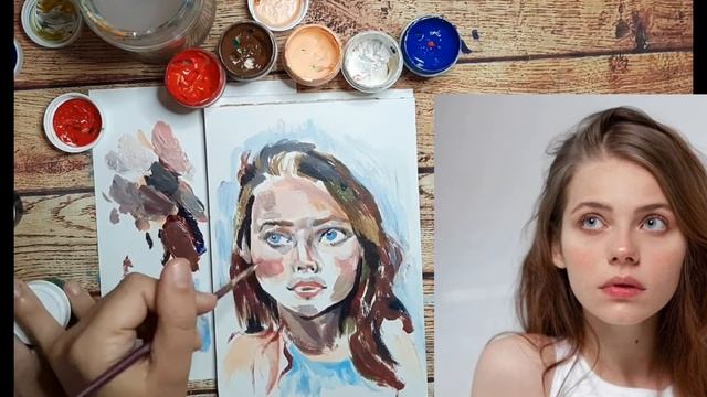 Портрет | Рисую девушку | Урок 1| Как нарисовать портрет | Живопись акриловыми красками смотреть онлайн