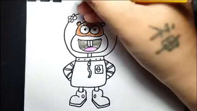 HOW TO DRAW SANDY CHEEKS | SPONGEBOB SQUAREPANTS DRAWING | EASY DRAWING TUTORIAL STEP смотреть онлайн