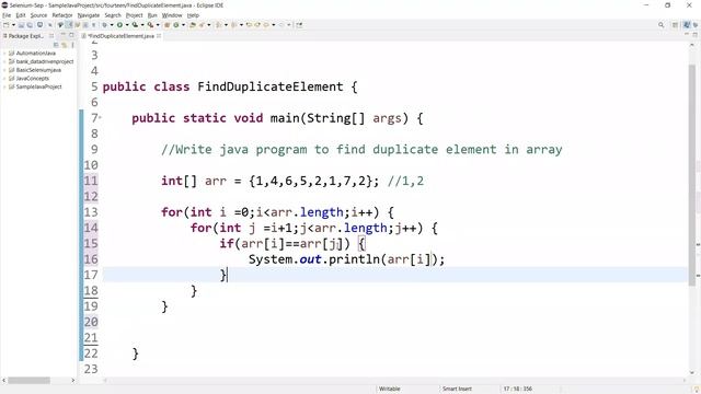 Write Java Program to find Duplicate Element in Array смотреть онлайн