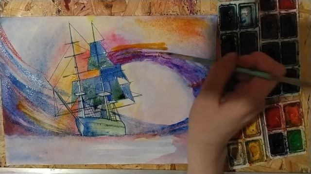 Корабль акварелью смотреть онлайн