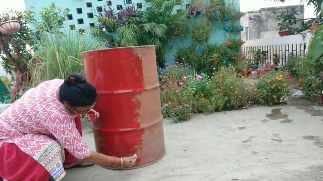 Boring drums+planter+composter को नया रूप दिया Painting?️Changing terrace garden settings part 1 смотреть онлайн