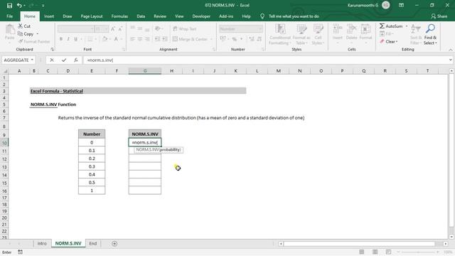 Excel NORM S INV Function смотреть онлайн