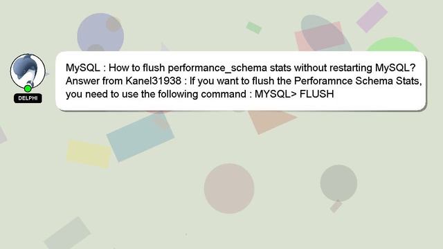 MySQL : How to flush performance_schema stats without restarting MySQL? смотреть онлайн