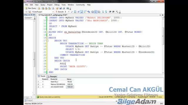 Ms Sql - Transaction - Cemal Can AKGÜL смотреть онлайн