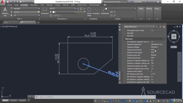 Autodesk Autocad - Adding tolerances and dual dimensioning - Video 78 смотреть онлайн