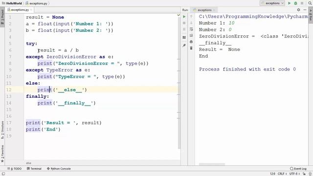 Python Tutorial for Beginners 37 Try Except Else Finally Python Exception handling смотреть онлайн
