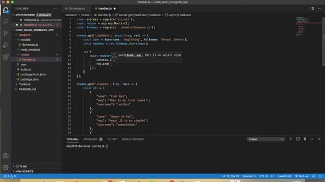 Node JS with React and Mongo DB (Mongoose Database) | Node Tutorial смотреть онлайн