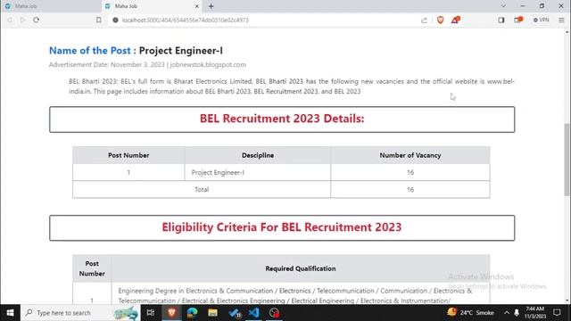 Govt Project Engineering Jobs | BEL Recruitment 2023 смотреть онлайн