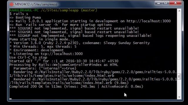 RAILS CHAPTER 2: CREATING A SAMPLE APP
