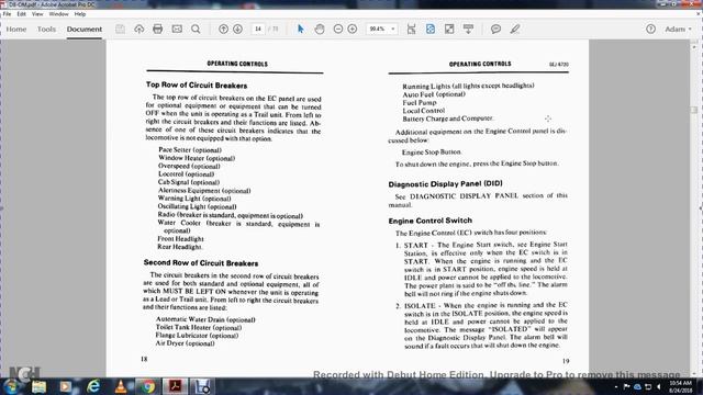 GE OPERATING MANUAL SERIES 8 PART 1