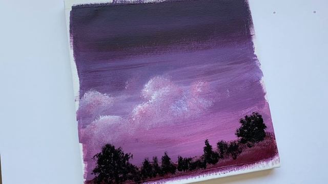 Night Sky Landscape / Acrylic / Daily Challenge No.35 смотреть онлайн