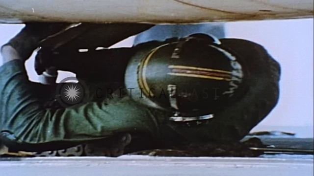 Launch of US Navy jet fighters using aircraft catapults from deck of USS Franklin...HD Stock Footag смотреть онлайн