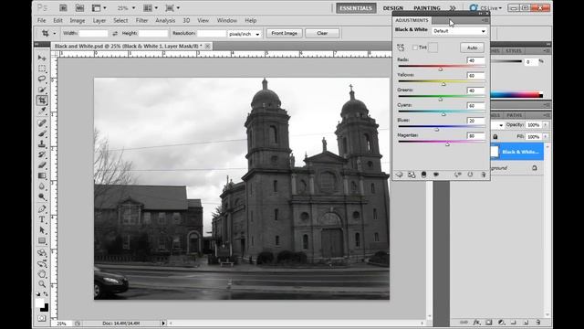 Black and White Adjustment Layer in Photoshop CS5 смотреть онлайн