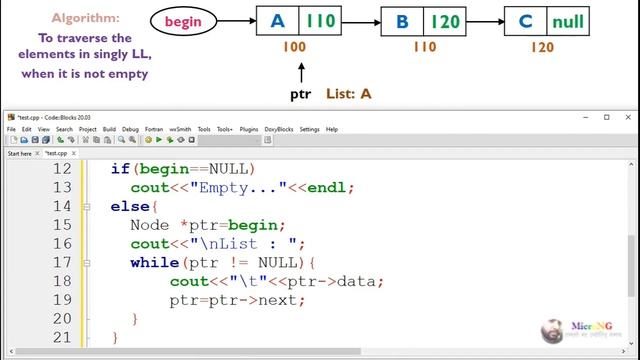 Traversing a Singly Linked List смотреть онлайн