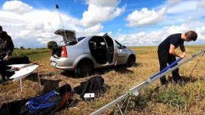 Запуск БПЛА Geoscan 201M над полем