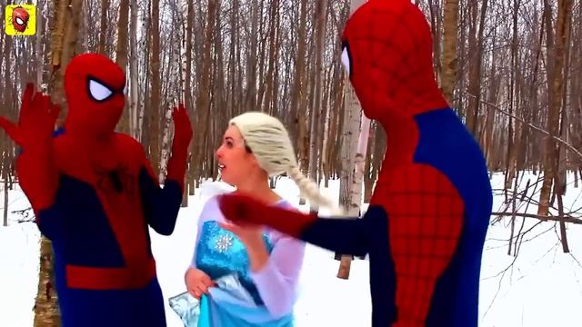 Spiderman Vs Spiderman With Frozen Elsa And Superman! Fun Superhero Movie In Real Life :)