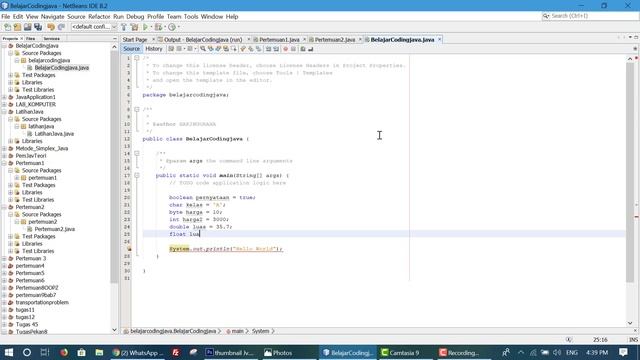 Tutorial Pemograman Java #1 Tipe data dan Variabel смотреть онлайн