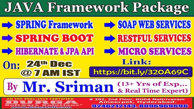 JAVA Framework Package Online Training @ DURGASOFT смотреть онлайн