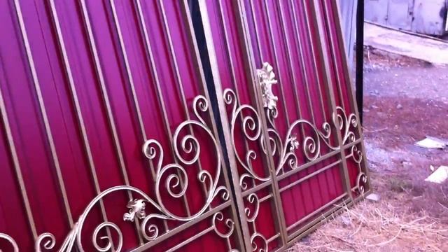 Ковторг - Ворота со встроенной калиткой Арт. 22-2 золото - вишня смотреть онлайн