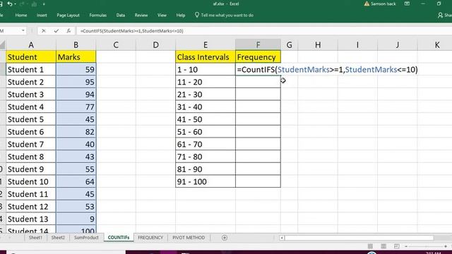 Excel: Class Intervals using CountIFs function смотреть онлайн